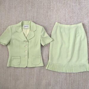 Albert Nipon Green Skirt Suit Matching Set 4